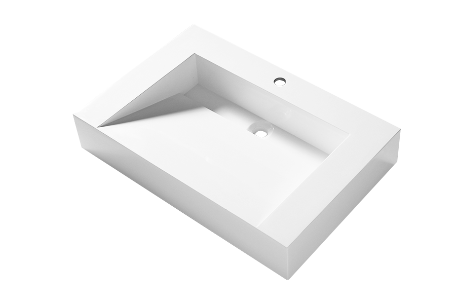 Wall-mounted artificial stone integrated washbasin