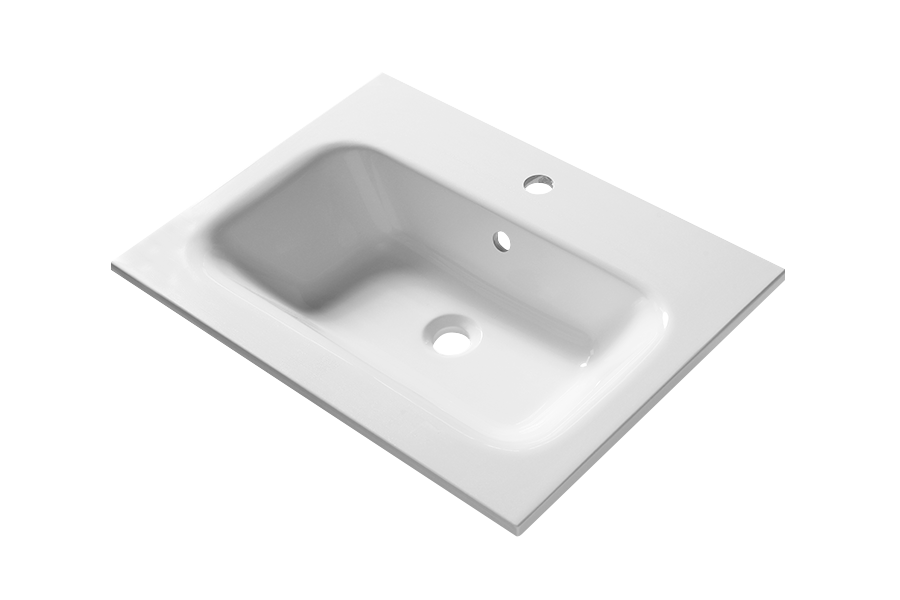 Cabinet customized thin edge basin semi embedded artificial stone integrated bathroom washbasin